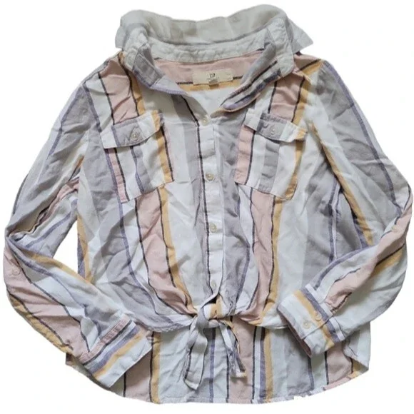 Thread & Supply Striped Linen Button Down Shirt - M - Picture 2 of 6